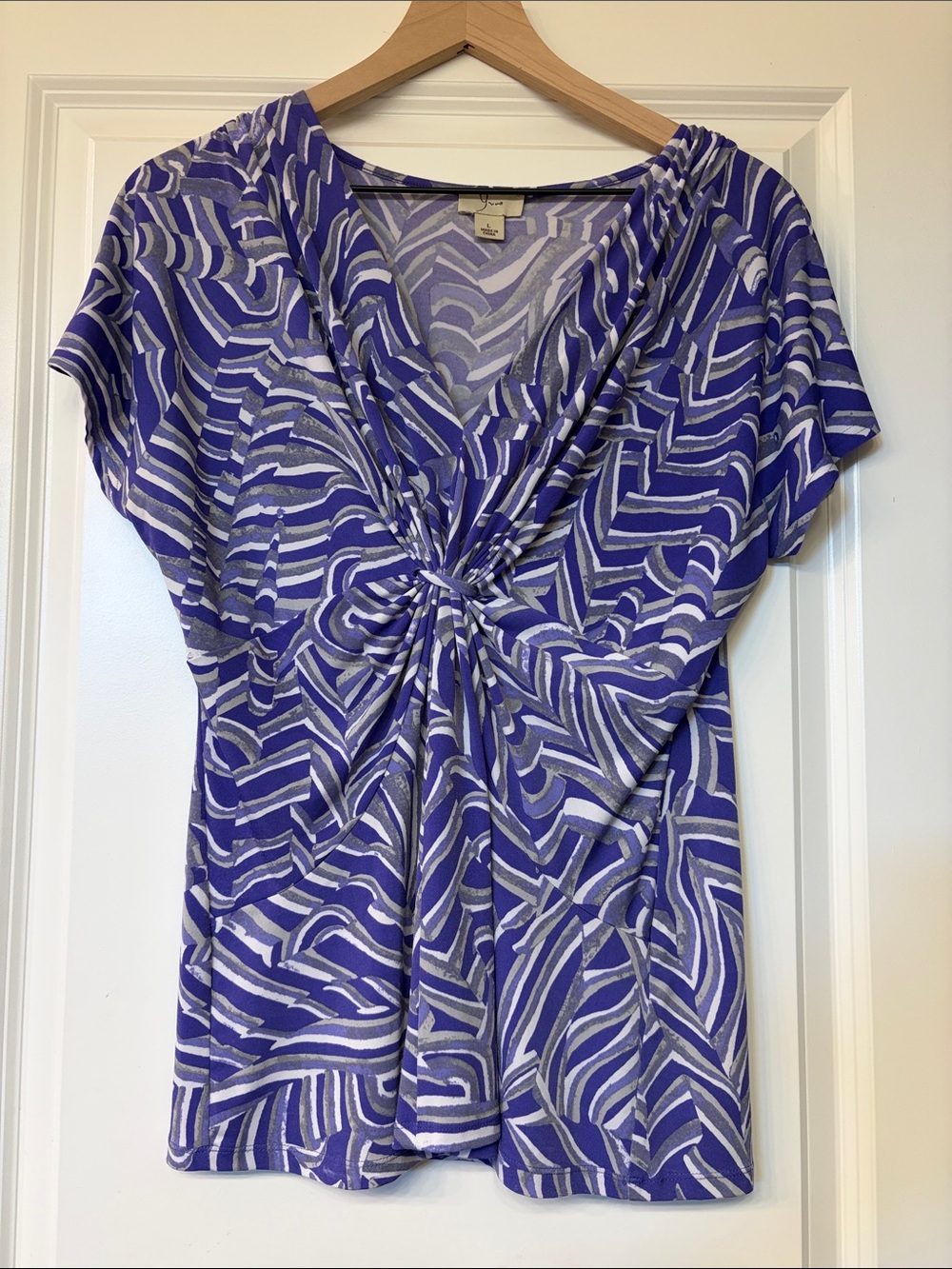 Kasper Purple Knot-Front Blouse